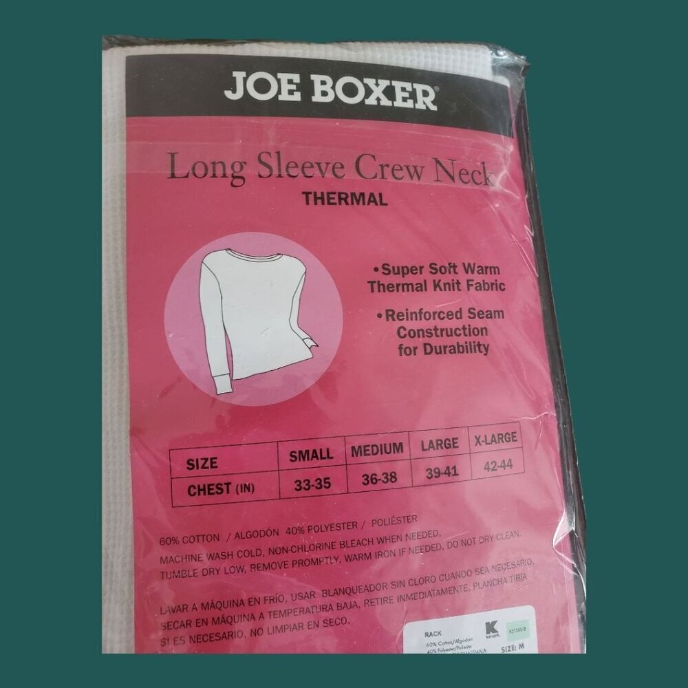 Joe Boxer Womens Long Sleeve Thermal Crew Neck Shirt  White Medium - Picture 5 of 5